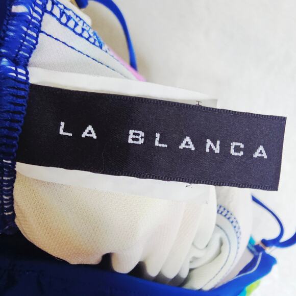 La Blanca Sz6 One Piece Blue n Bright Multi colored Swimsuit. Designer Beach - Picture 4 of 16